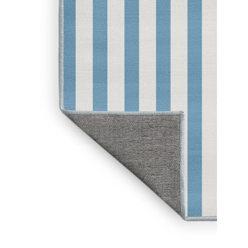 Machine Washable Midtown July 4Th Modern & Contemporary Abstract Rug in Blue – SkyBlue Binding, 7x10