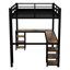 Lit mezzanine en métal noir avec bureau et tablettes