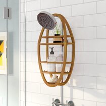 The Solid Teak Hanging Shower Caddy - Hammacher Schlemmer