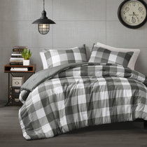 Bee & Willow Home Queen /Full Comforter Set Yarn Dye Buffalo Check Charcoal