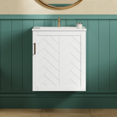 Armoire de salle de bain murale 20 "avec armoire latérale combinée, armoire de salle de bain avec porte à fermeture douce, meuble-lavabo moderne avec lavabo