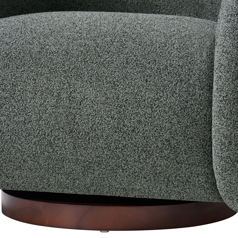 Chaise pivotante Boucle avec base en bois massif au fini noyer, Vert