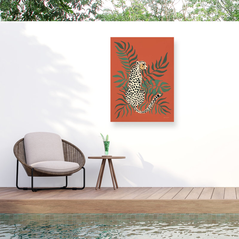 Toile extérieure guépard assise d'Yvette St. Amant, H 19 po x l 14 po
