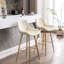 De 2 tabourets de bar de 30 po, tabouret de comptoir en velours crème, pieds dorés, repose-pieds, chaise conventionnelle rembourrée de mousse