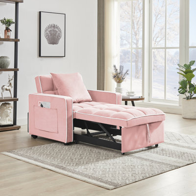 3-In-1 Sofa Bed Convertible Sleeper Chair Adjustable Pull Out Sleeper Chair Bed Futon Chair Small Futon