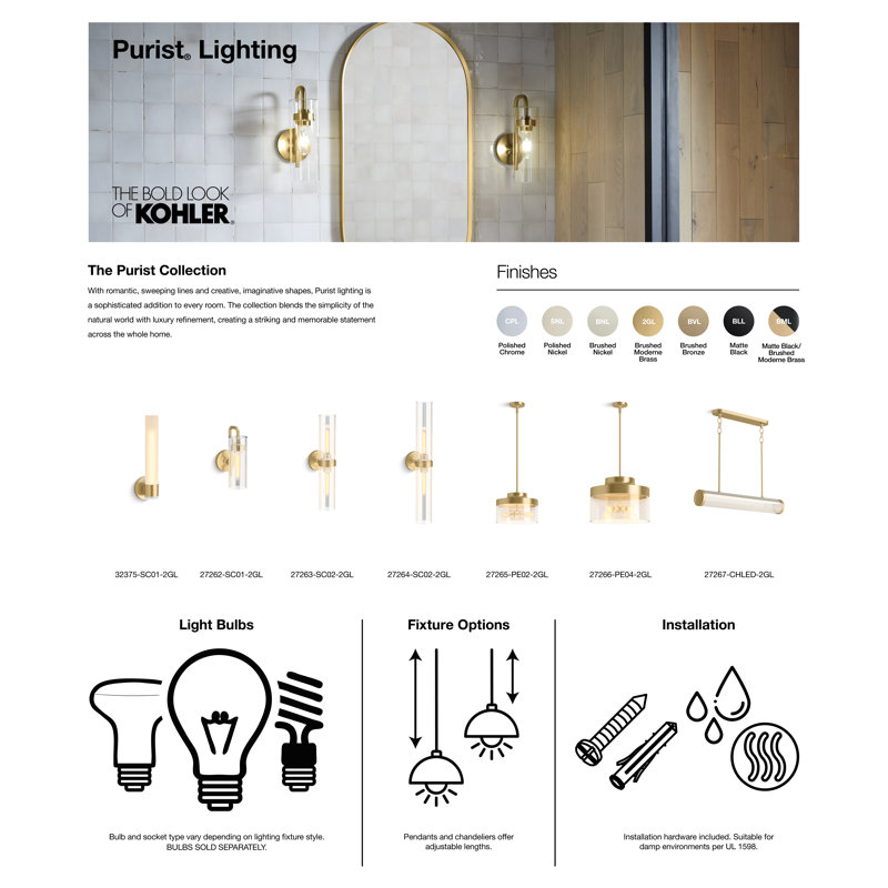Purist 13 In. One-Light Sconce, French Gold
