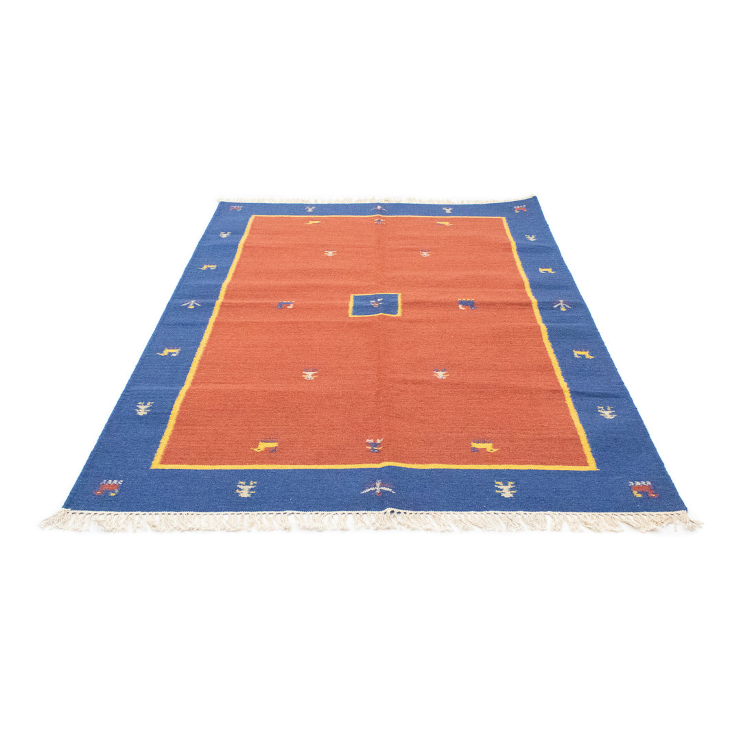Handmade Kilim Wool Orange/Blue Indoor/Outdoor Rug