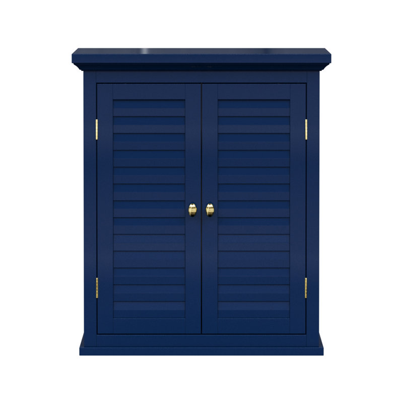Glancy Two Shutter Doors Removable Wooden Corner Wall Cabinet, Navy