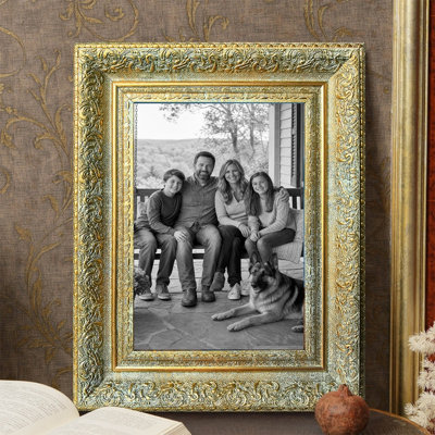 Cadre photo classique antique 3 pièces 5 "x 7" avec façade en plexiglas or antique