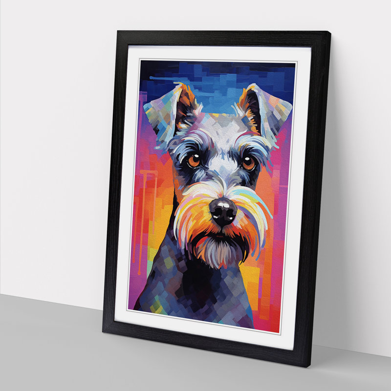 Schnauzer Futurism Art - Framed Print, 64cm H x 46cm W x 2cm D, Black Framed