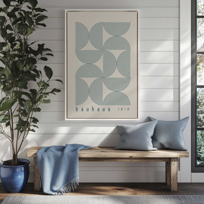 Storm Blue Bauhaus Composition Poster I Canvas Print in a Frame