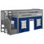Lit mezzanine simple avec escalier et rideau de jeu Glyndon Kids-697345408-697345409