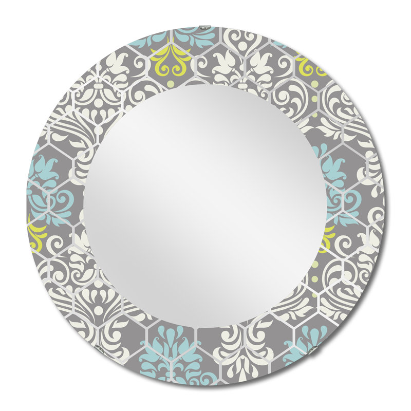 Damas bleu clair - Miroir mural moderne, 24 po x 24 po