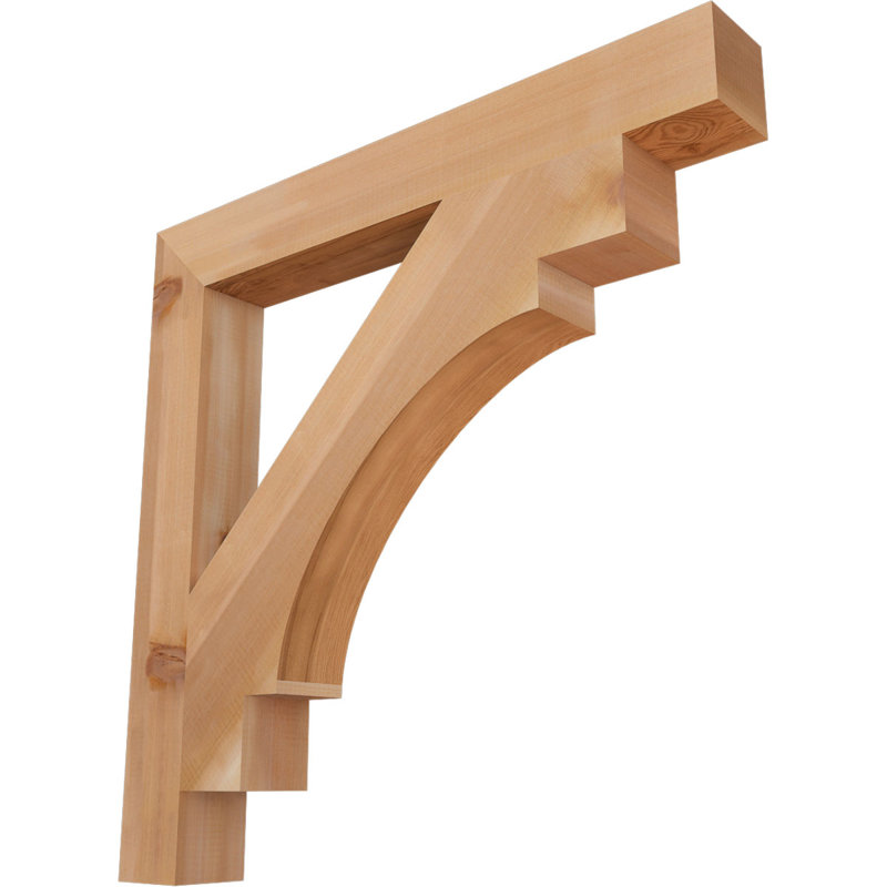 Merced H W D Wood Bracket / Corbel, 32" H x 4" W x 32" D, Western Red Cedar (Smooth)