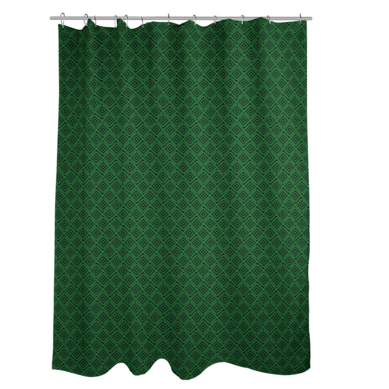 Rideau de douche simple Maze Square, Noir / Vert