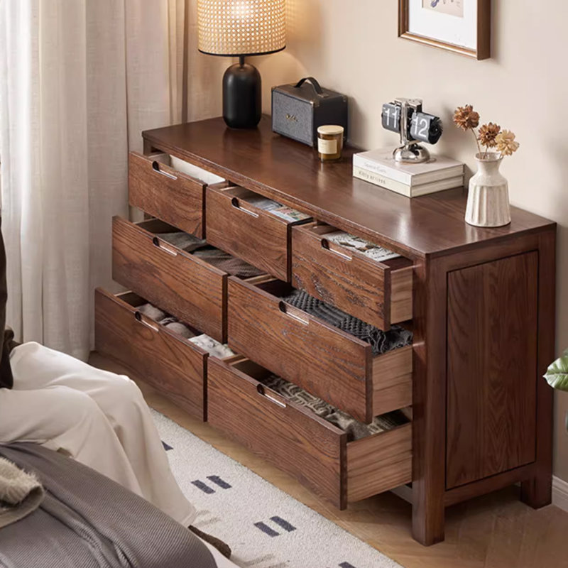 Armoire d'appoint en bois massif de couleur noyer noir