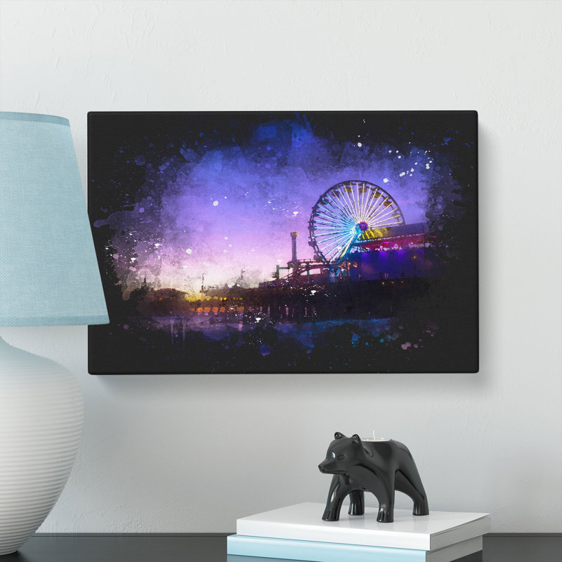 Santa Monica Pier Fairground - Wrapped Canvas, 35cm H x 50cm W x 3cm D