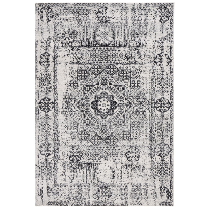 Tapis oriental ivoire et noir Highworth, Rectangle 3 pi x 5 pi
