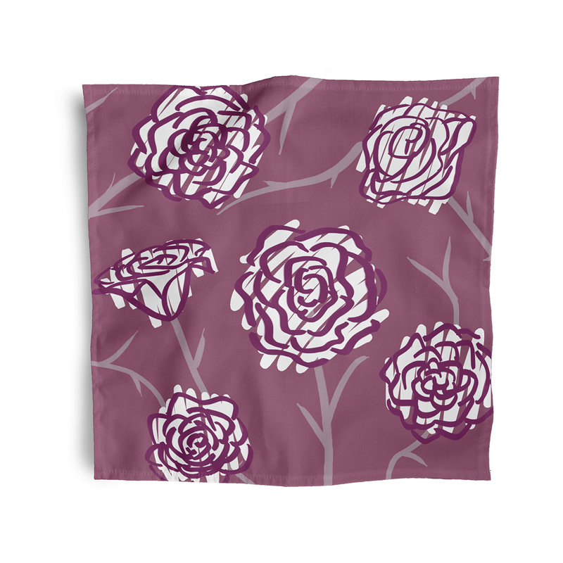 Charne Polyester Floral Square Napkin, Purple