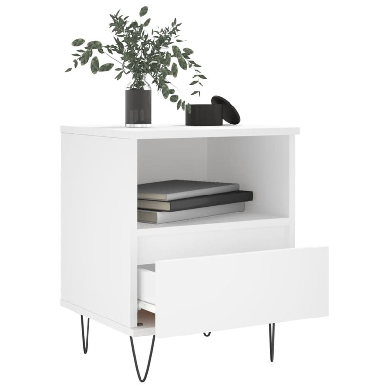 Ebenier 40 cm W Bedside Table, White, Individual