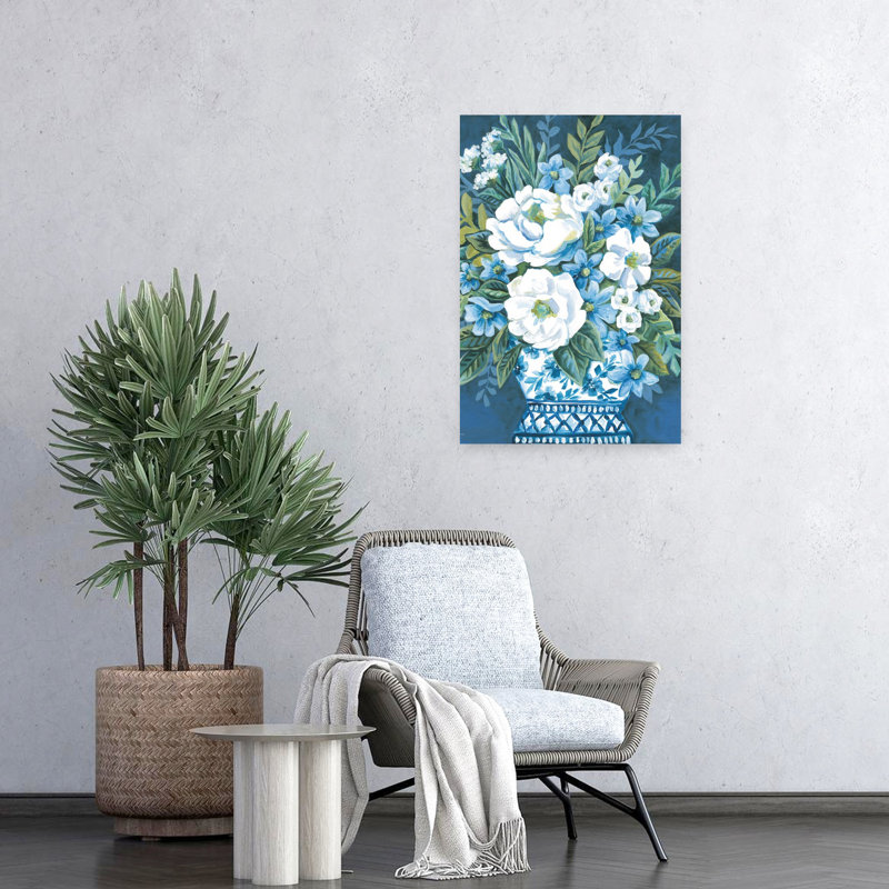 Art de printemps pivoines bleues et élégantes, H 24 po x l 16 po