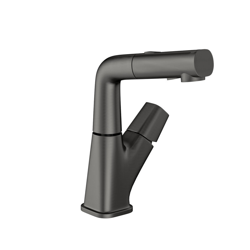 Robinet de salle de bain escamotable avec trois modes d'eau, finition noire bronze, tuyaux d'alimentation de 90 cm, bec rotatif à 360 °, système de contrôle froid / chaud, complet pour une installation rapide, valve en céramique à bon fonctionnement