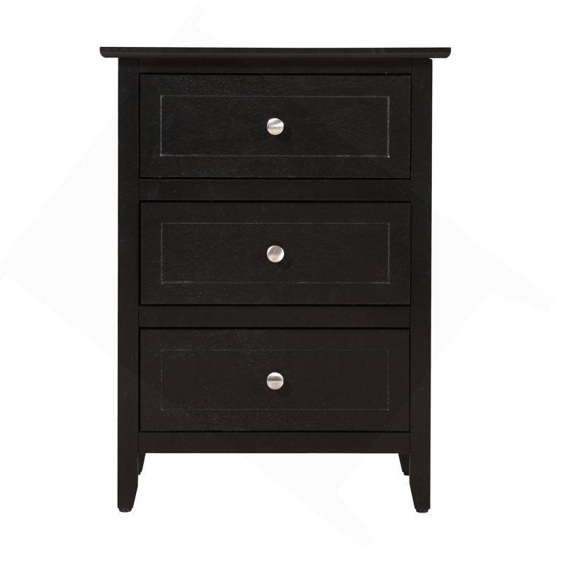 Stylish Transitional Black Nightstand, Black