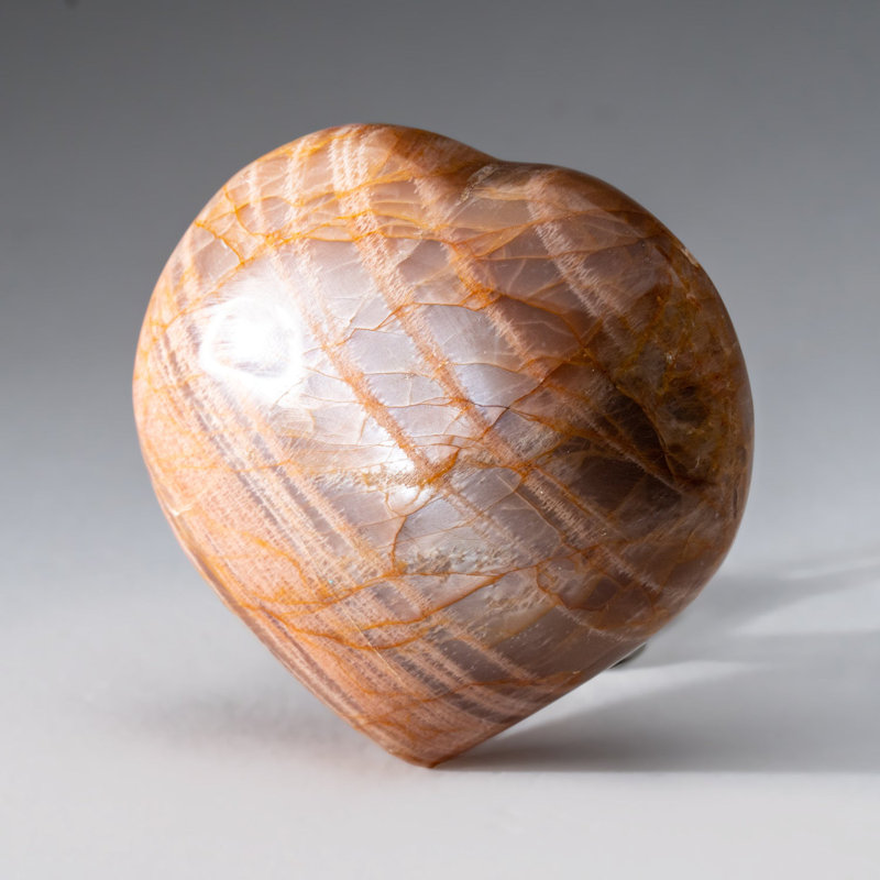 Genuine Polished Peach Moonstone (Medium) Heart from Madagascar