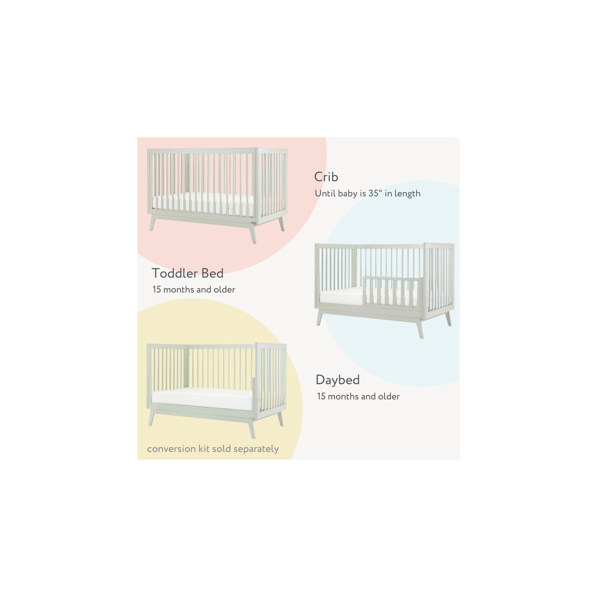 Soho 3-in-1 Convertible Crib, Sage