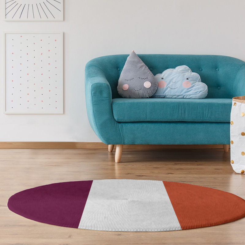 Tapis rose/orange, Rond 5 pi