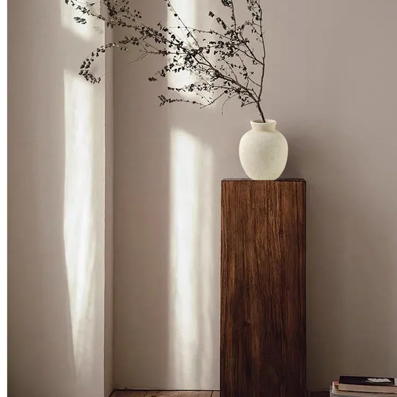 Vase à fleurs en céramique, vase de table, vase en céramique rétro pour décoration intérieure, Blanc