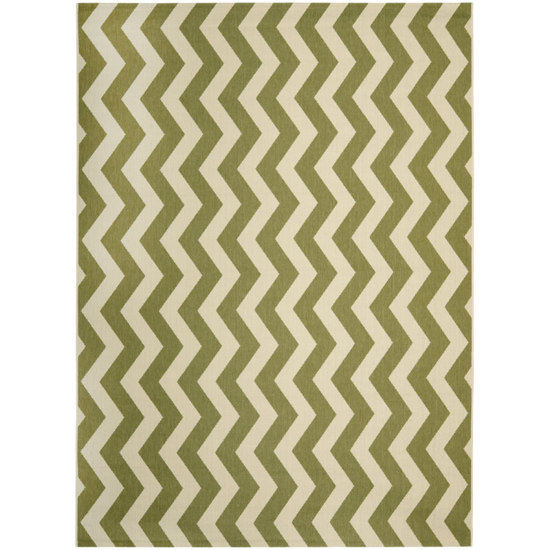 Tapis intérieur / extérieur vert / beige Arneshia, Rectangle 6 pi 7 po x 9 pi 6 po