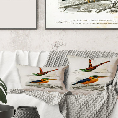 Oiseau rétro I - coussin traditionnel imprimé