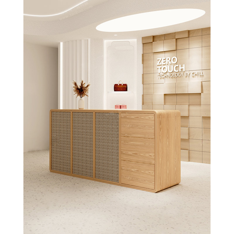 59.06" Brown Standard Solid Reception Desk, 39.37" H x 59.06" W x 23.62" D