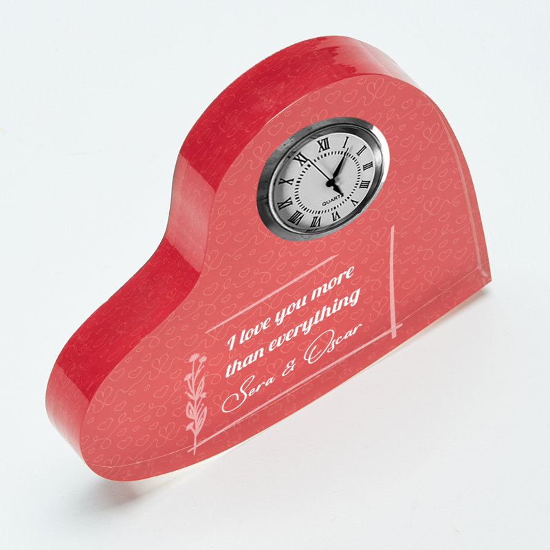 Analogue Acrylic Mechanical Tabletop Clock in Pink, Yes