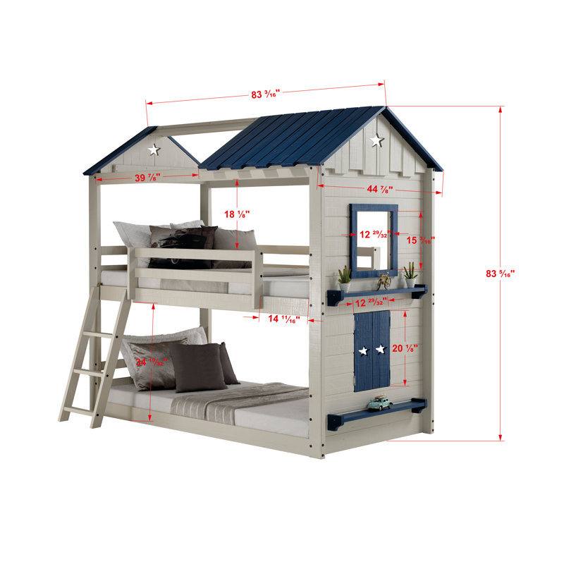 Schooley Twin Over Twin Solid Wood Loft Bunk Bed by Zoomie Kids