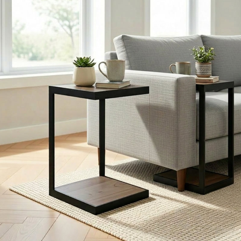 Solid Wood Top End Table, Natural