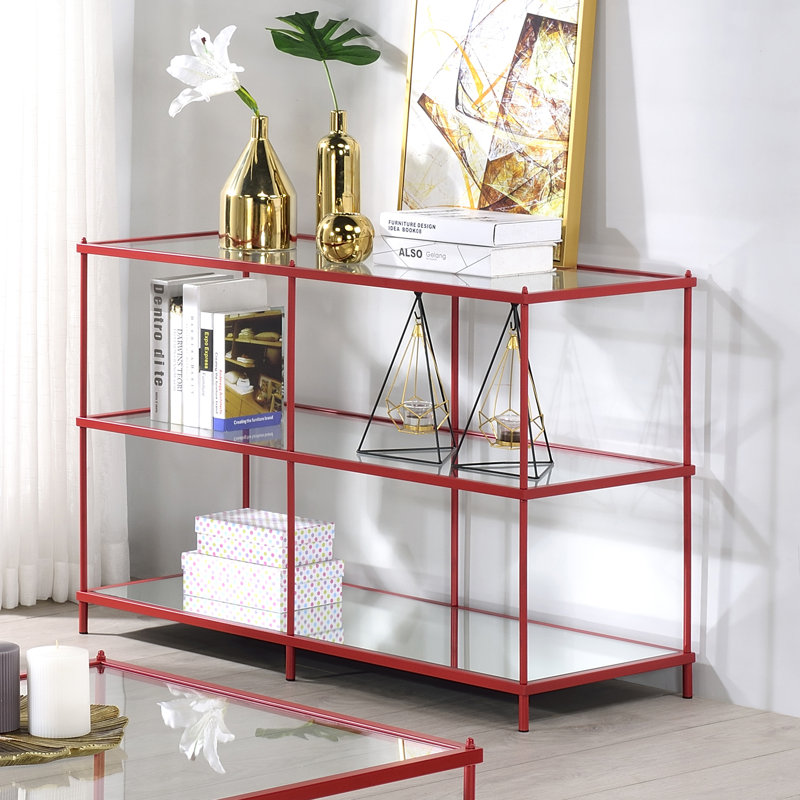 Florentine 42'' Glass Top Console Table, Red