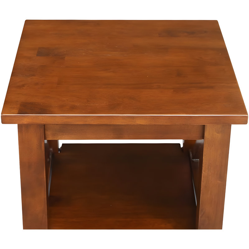 Solid Hardwood Accent Table With Centre Shelf, Ready-To-Assemble Design For Versatile Home Decor