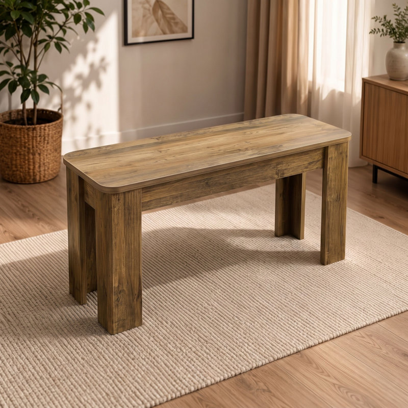 Rustic Effect Dining Table Set with 2 Velvet Chairs and Rustic Effect Bench 4 Seater Dining Set