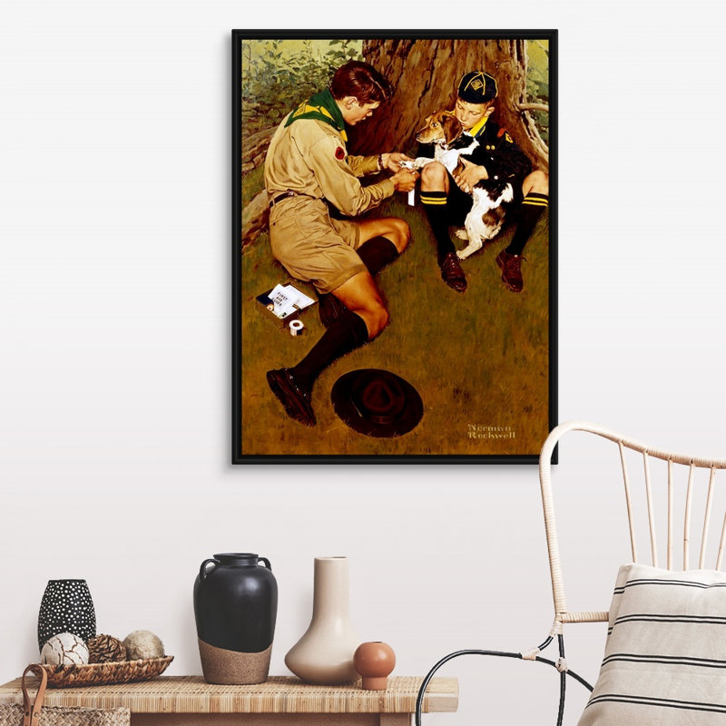 «Friend In Need», art mural sur toile, H 42 po x l 32 po x P 1,75 po, Cadre flottant noir