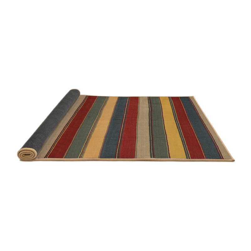 Tapis rouge/beige/bleu contemporaine Flaxville, Carré 6 pi x 6 pi