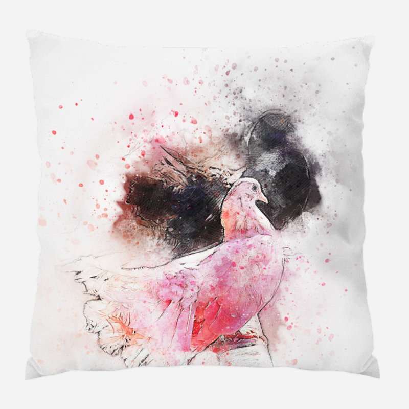 Coussin oiseau Wauwatosa, Microsuède, Intérieur