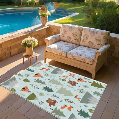 Tapis à motif animal et arbre, doux et léger, adapté à toutes les saisons, facile à entretenir et facile à nettoyer, tapis de tapis lavable à la machine, adapté au salon, à la chambre à coucher, à la salle à manger, au balcon, au patio, à la décoration intérieure, à la maison, Décoration extérieure