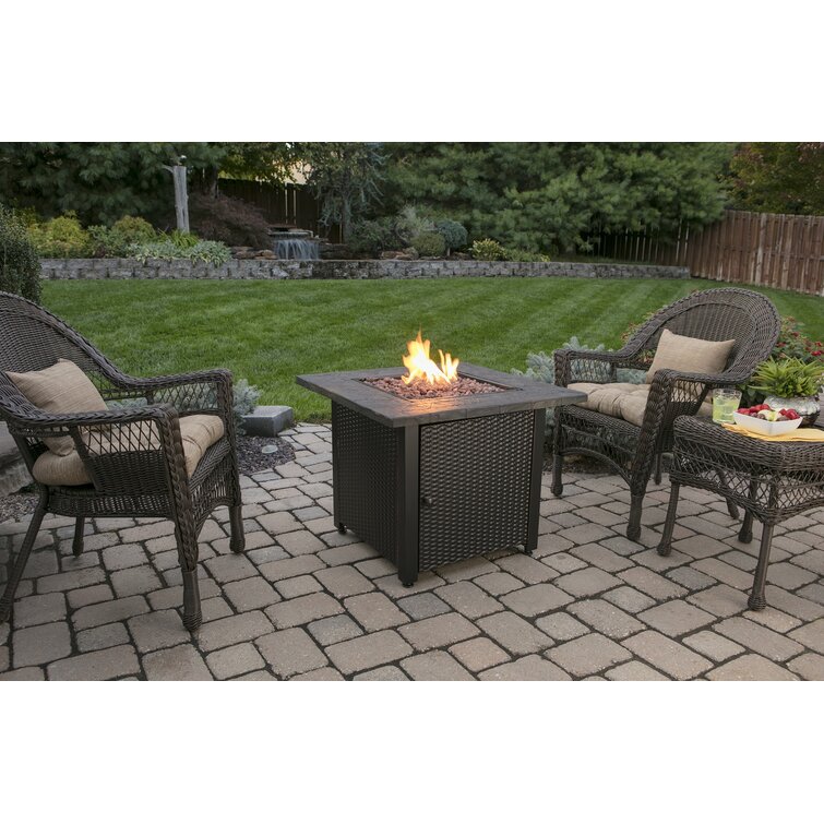 Endless Summer, 30" Square LP Gas Outdoor Fire Pit with Decorative Tile Mantel