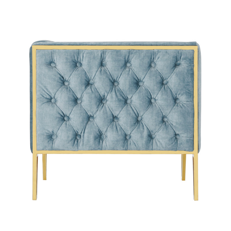Lebel Velvet Armchair, Ocean Blue