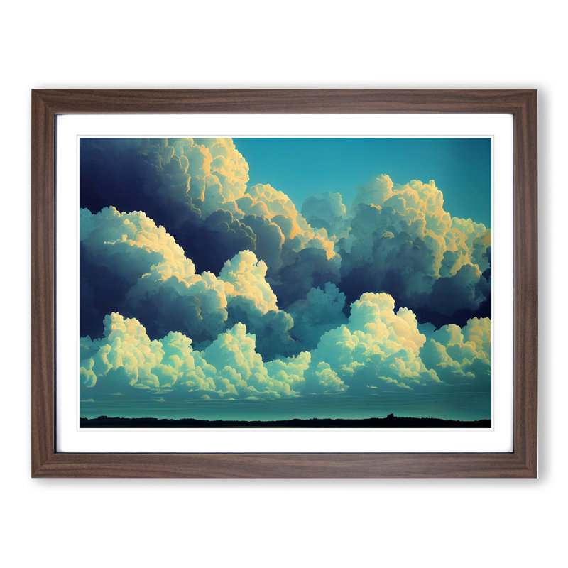Pleasant Clouds - Single Picture Frame Print, 46cm H x 64cm W x 2cm D, Walnut Framed