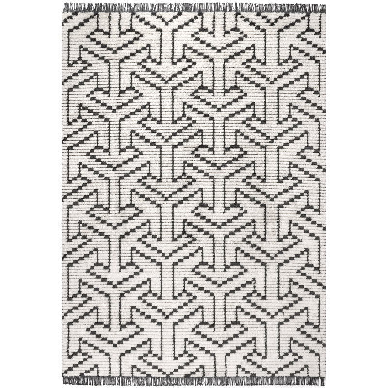 Tapis beige / gris Modern Tessellation, Rectangle 3 pi x 5 pi