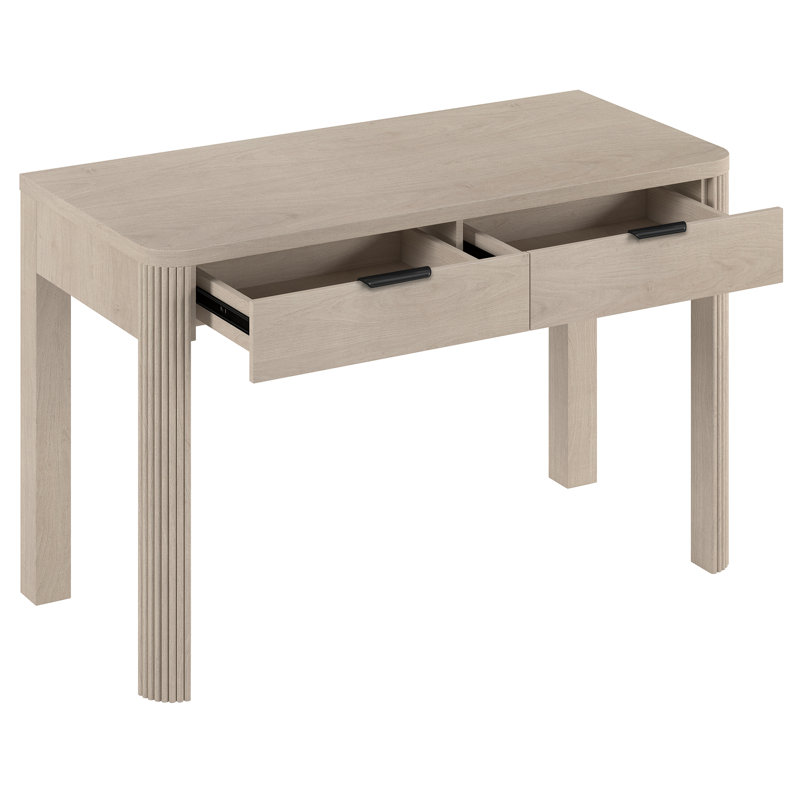Carmetta 48" Wide Rectangular Fluted Desk, Alder White