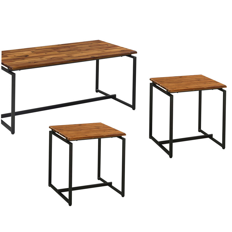  Occasional Set with Trestle Base, Brown, Black